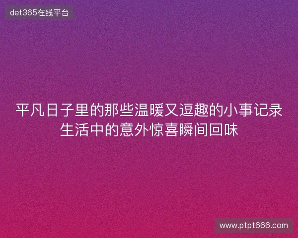 平凡日子里的那些温暖又逗趣的小事记录生活中的意外惊喜瞬间回味